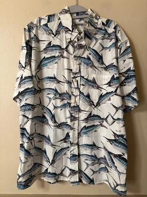 Reyn Spooner Hawaiian Shirt Men’s XL Striped Naoki Marlin Made In USA Deadstock - Image 1 of 4