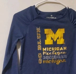 Colosseum Girls' Top Michigan Wolverines Collegiate  Navy L - Picture 1 of 4