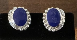 Taxco Sterling & Original Lapislazuli Earnings 1950’s Fabulous - Bild 1 von 15