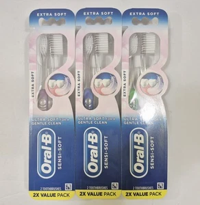3 Pack Of 2 Oral-B Sensi-Soft Manual Toothbrush Extra Soft Bristles Colors vary - Picture 1 of 2