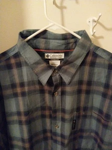 NWT Columbia Men's Longsleeve Button-Up Blue Beige Plaid 3XLT Style 0209 XJ 7060 - Picture 1 of 7