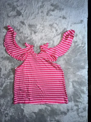 Niñas Nautica Top Rayas Rosa y Blanco Con Mangas Acampanadas Talla 5 Foto 1 de 4
