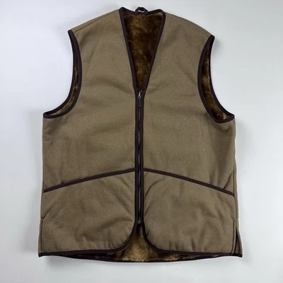 Barbour Warm Pile Lining Fur Liner Brown Full Zip Vest Gilet Mens Size L-XL - Image 1 of 4