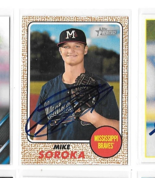 2017 Topps Heritage Minors MIKE SOROKA RC AUTO Signed IP COA Braves - Image 1 of 1