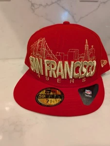 SAN FRANCISCO 49ERS Hat 7 3/4 Adult Red Gold SF Skyline NEW ERA Fitted NFL  - Picture 1 of 4
