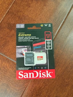 SanDisk Extreme 512GB 190mb/S MicroSDXC Memory Card UHS-I Adapter - Image 1 of 2