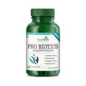 Simply Herbal Pro Biotics 25 Billion CFU Vegetarian 60 Capsules T828 - Picture 1 of 4