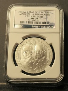 2013 W MARSHALL AND EISENHOWER NGC MS 70 EARLY RELEASE - Picture 1 of 1