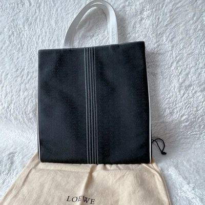 Bolso de Mano LOEWE Anagrama Puntada de Repetición Cuero Negro PVC Unisex Talla A4 Foto 1 de 4