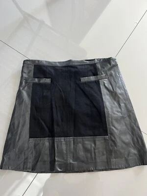 Nanette Lepore 黑色拼色皮裙混合介质尺寸 2 — 第 1/4 张图片