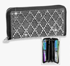 Bling & Silver Black Diamond Pattern Rhinestone Wallet - Picture 1 of 1
