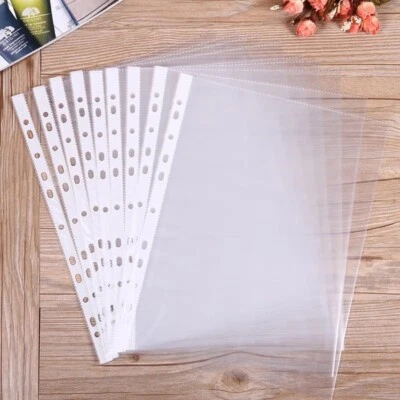 A4 CLEAR MULTI HOLE FILING SLEEVES Punched Pockets PLASTIC WALLETS Ringbinders - Image 1 of 4