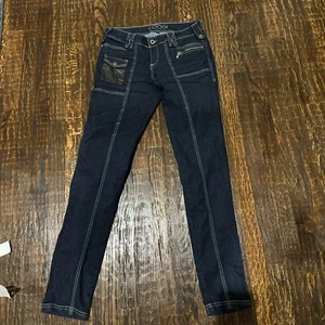 Coogi Jeans Womens 48 Dark Blue Skinny Faux Leather - Picture 1 of 5