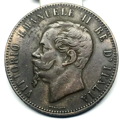 ITALY - Vittorio Emanuele II - 10 Centesimi 1867 OM - Strasbourg - AU - LOOK! - Image 1 of 4