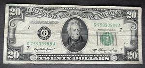 $20 1950A Fed. Res. Note Chicago (G) - no holes, no tears - Picture 1 of 3