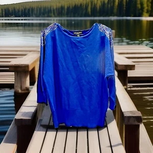 Top túnica suave diseño mariposa cristal cable & gauge Petite para mujer talla PXL azul - Imagen 1 de 13