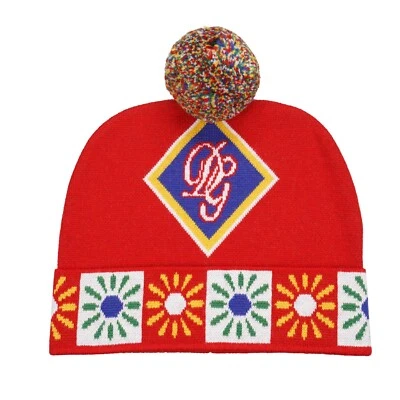 DOLCE & GABBANA Carretto DG Logo Pom Pom Virgin Wool Wool Hat Beanie Red - Image 1 of 4