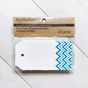 Erinnerungen Chevron Papieretiketten 20 blau weiß 1,75 x 3,5" Geschenk Sammelalbum - Bild 1 von 6