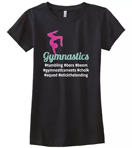 Hashtag Gymnastics Girls Fitted T-Shirt Cute Gymnast Birthday Team Gift - Picture 1 of 10