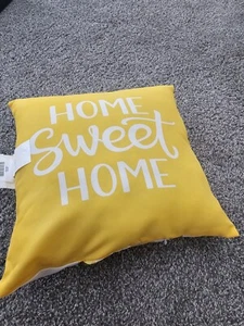 Mainstays Home Sweet Home Lemon Reversible Outdoor Throw Pillow, 16", Yellow - Picture 1 of 3
