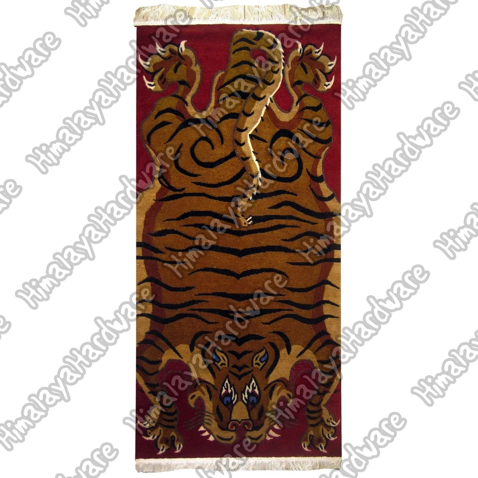 Alfombra/alfombra tigre tibetano: piel a rayas piel naranja Nepal Tíbet meditación nepalí  Foto 1 de 1