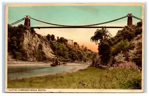 Postcard Bristol Clifton Suspension Bridge steamer boat - Picture 1 of 2