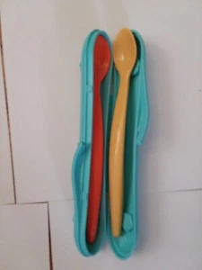Tupperware Travel Baby Feeding Spoon Set blue case - Picture 1 of 3