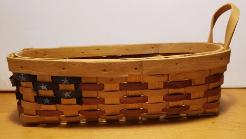 Rectangle Basket American Flag W/ Handle Approx 12×6×4 Cover