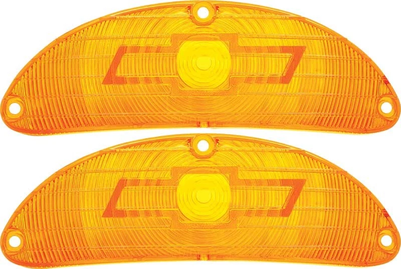 Chevrolet Bel Air 150 210 1955; lentes de lámpara de estacionamiento con pajarita; ámbar; par Foto 1 de 1