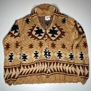 Cotton & Rye Outfitters Southwest Azteken Schalkragen Strickjacke Pullover XL braun - Bild 1 von 9