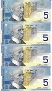 Canada - 2002 $5 Uncirculated Crisp Banknotes of 4 - Picture 1 of 1