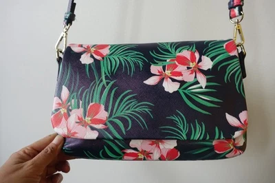 bandolera hawaiana tropical azul marino antiguo Foto 1 de 4