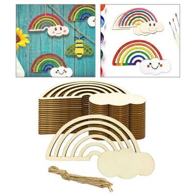 20x Rainbow Wood Slices DIY Wooden Ornaments for Xmas Tree Home Thanksgiving - Image 1 of 3