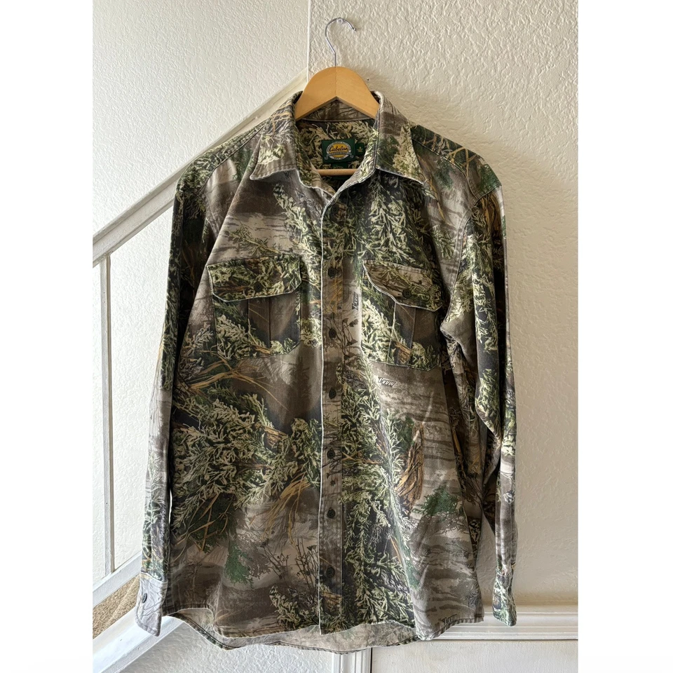 Camisa Abotonada Camuflada Cabela's Para Hombre Mediana Alta Caza Exterior Pesca Y2K Foto 1 de 4