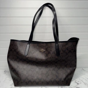 Coach City Tote Bag In Signature Canvas COLOR: Gold/walnut/black - Picture 1 of 12