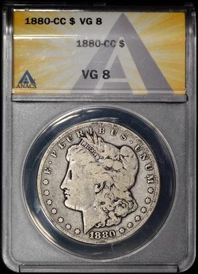 1880-CC Morgan Silver Dollar $1 ANACS VG8 - Image 1 of 4
