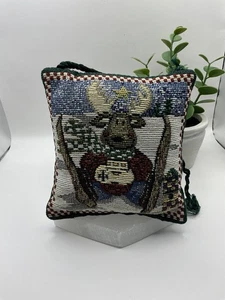 Tapiz de Navidad de Colección Pequeña Almohada Decoración Reno en Esquís - Imagen 1 de 5