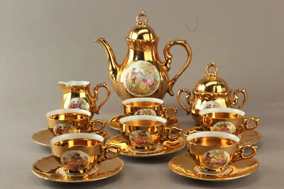 Mokkaservice f.6 Personen 15teilig JK Karlsbader Verlobtenpaar von Fragonard - Bild 1 von 4