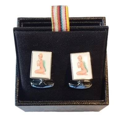 ⚡VINTAGE⚡ PAUL SMITH Naked Lady Cufflinks *NEW W/TAGS* Blonde Naked Lady - Image 1 of 3
