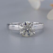 Certified 2.60 Ct Treated Off White Natural Diamond Solitaire Ring In 925 Silver