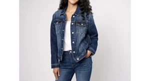 Driftwood Jeans Denim Jacket Dark Vintage A618636 Women Size Large - Picture 1 of 5