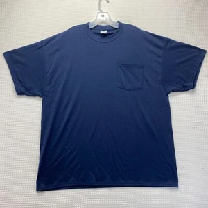 Port & Company Mens Short Sleeve Bouncer Pocket Crew Neck Blue T-Shirt SZ 2XL - Picture 1 of 5