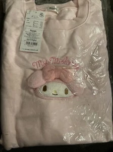 Sanrio My Melody Embroidered Sweater Women ML Medium Large Baby Pink Plush Japan - Picture 1 of 8