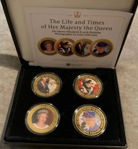 2016 Life & Times Queen Elizabeth II 90. Geburtstag Tristan Da Cunha £5 Münzen Set Echtheitszertifikat - Bild 1 von 10