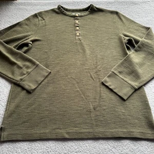 Goodfellow & Co Long Sleeve Henley T-Shirt Green Men's Size Large Button Top Tee - Picture 1 of 8