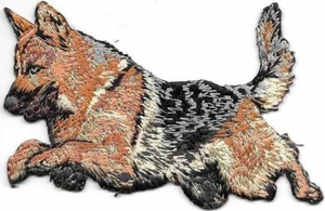 2 1/8" x 4" Jumping German Shepherd Dog Breed Embroidered Patch - Picture 1 of 1