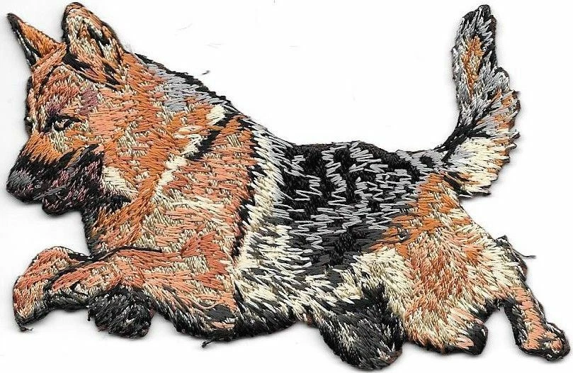 2 1/8" x 4" Jumping German Shepherd Dog Breed Embroidered Patch - Image 1 of 1