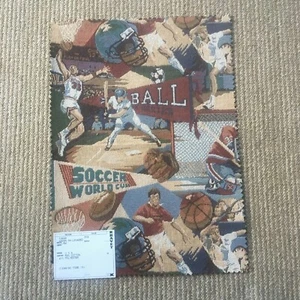 Tapestry fabric. Sports theme. 18x12 - Picture 1 of 8