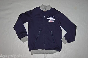 Boys Sweat Jacket NAVY BLUE Gray SILVER PITCH RUGBY Zip Pockets  M 8-10 - Picture 1 of 2