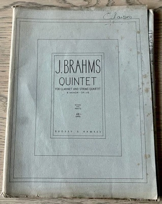 BRAHMS CLARINET QUINTET SHEET MUSIC (1953) ALL PARTS ENGLAND - Image 1 of 4